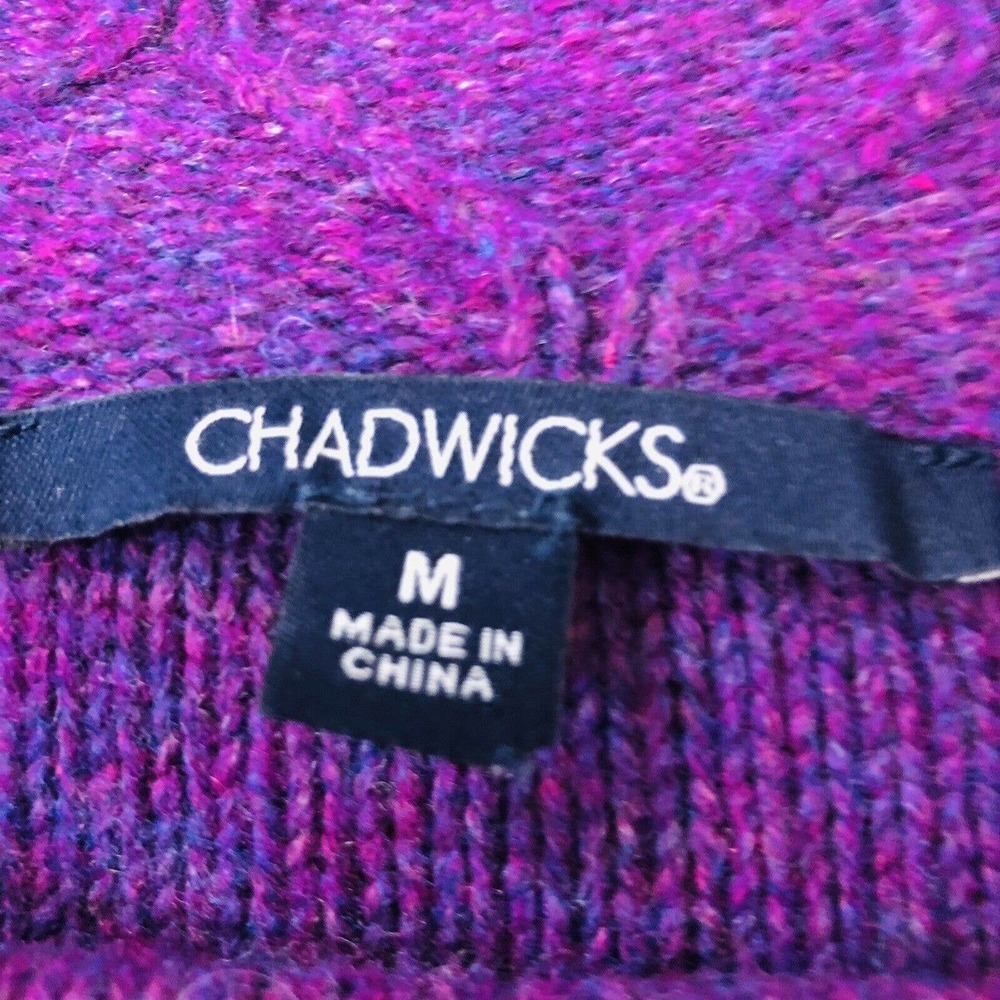 Chadwicks Women’s Size M Purple Chunky Lambswool Cardigan Buttoned sweater - Picture 6 of 7